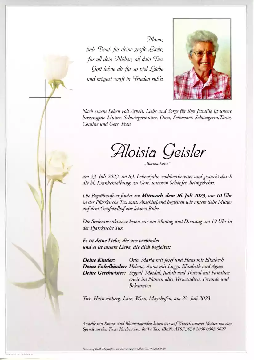 Parte von Aloisia Geisler